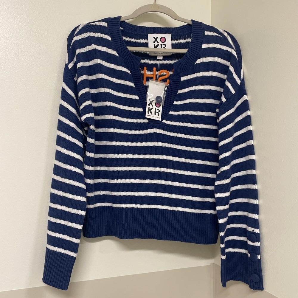 NWT XOKR Kerri Rosenthal Stripped Sweater "Sunshine Is A Frame Of Mind" Women M